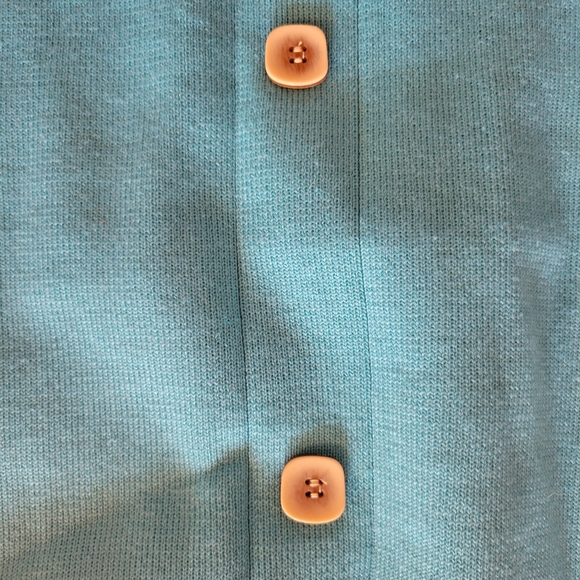 5/$20 Vintage teal blue button down knit ribbed midi pencil skirt small - Picture 3 of 4
